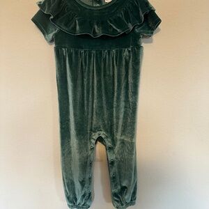 Cat and Jack green velour toddler romper
